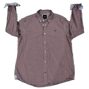 CREW CLOTHING COMPANY Mens Shirt Long Sleeve Red Checked slim fit Size XL